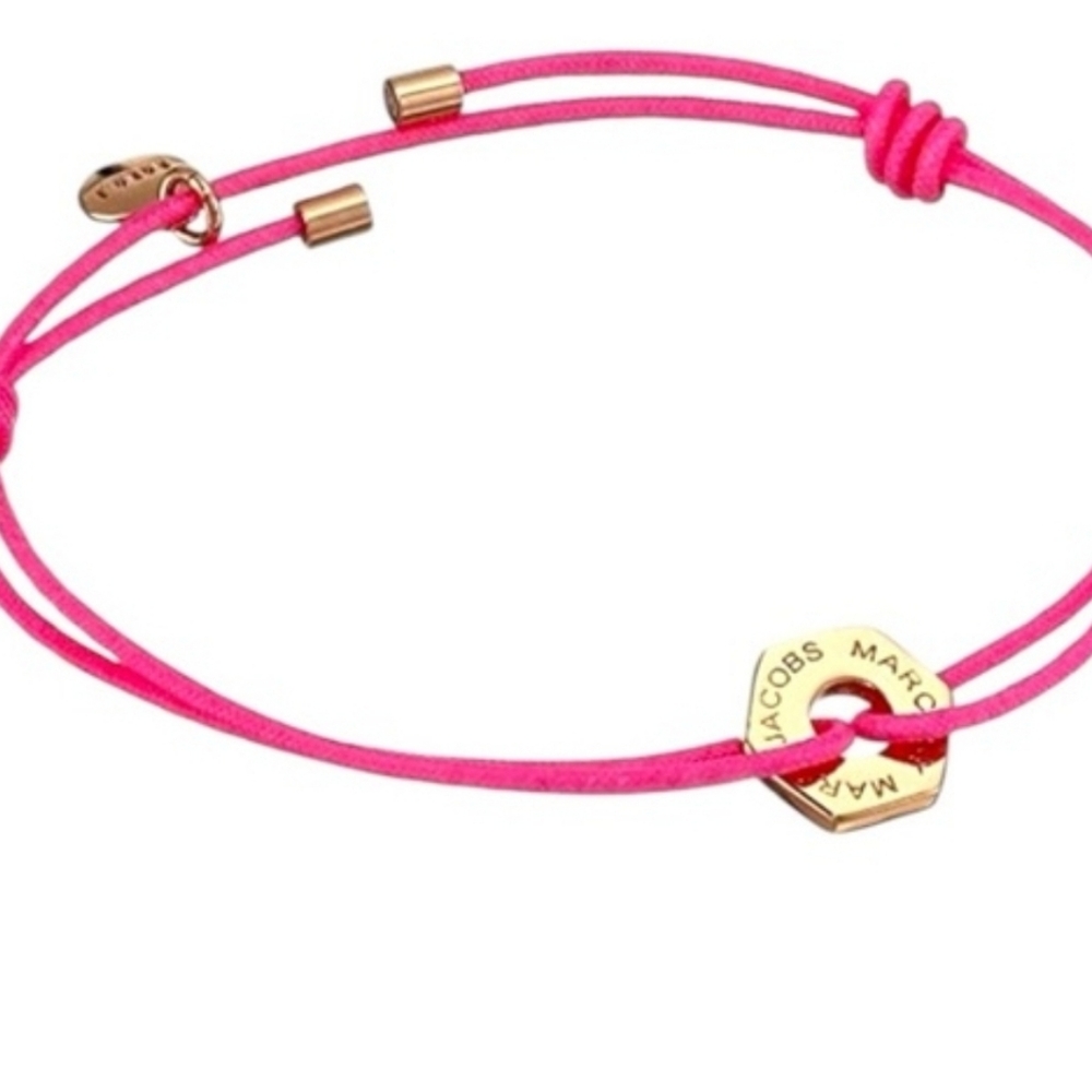 Marc by Marc Jacobs Hot Pink Cord Bracelet with Gold Charm